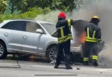 Firefighters tackle car fire on Shedden Road car fire
