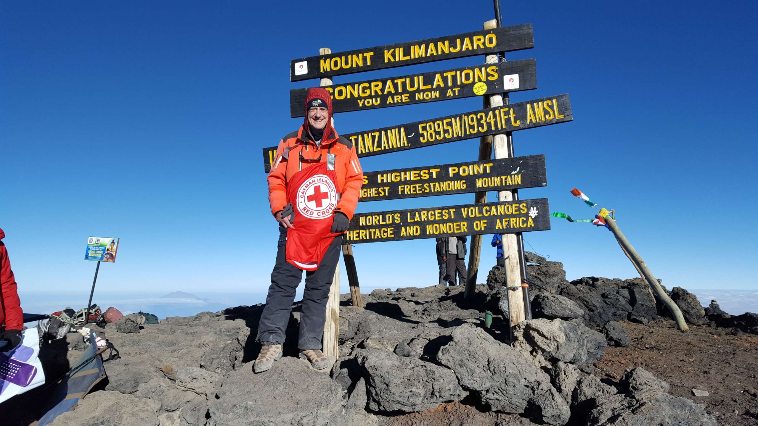 Martyn Bould at the summit of Mount Kilimanjaro
