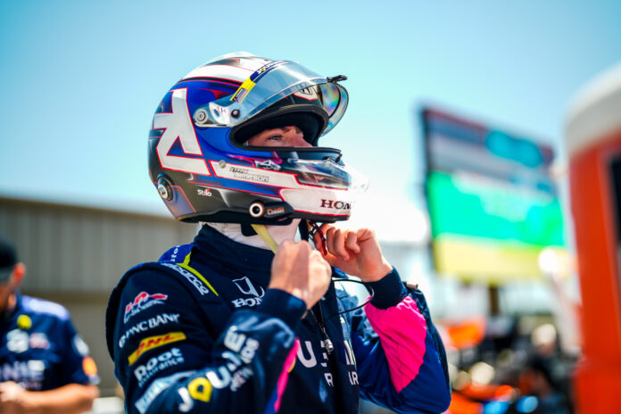 Kyffin Simpson Grand Prix of Monterey Helmet Adjustment