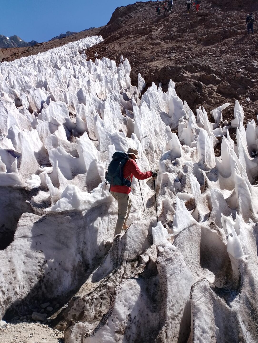 Bould making his way across the Horcomes Glacier on Mount Aconcagua in Argenti
