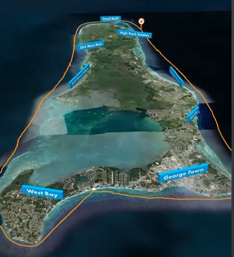 Grey's journey around Grand Cayman which started and finished on Seven Mile Beach