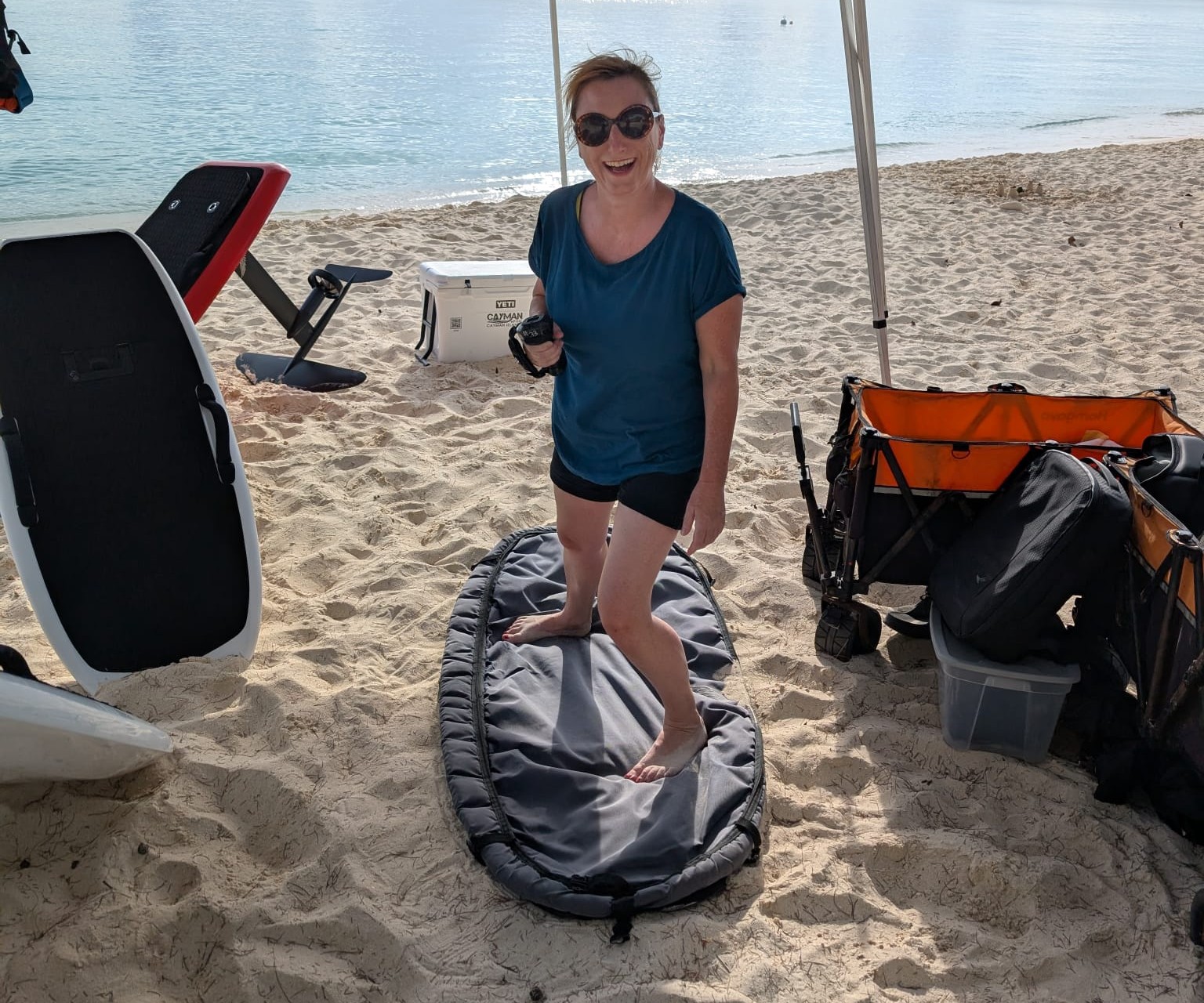 Learning the art of eFoiling on dry land first.