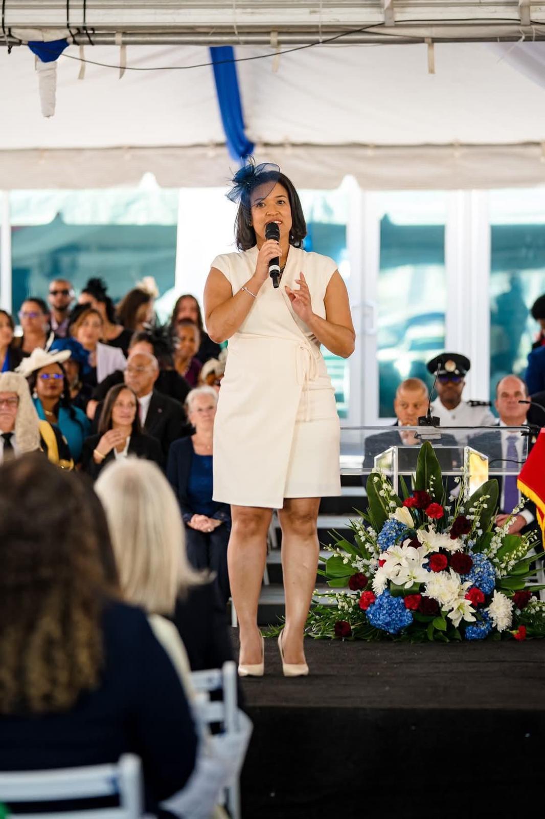 Vashti Bodden performs, 'Proudly Caymanian' at the swearing-in ceremony of the newly elected government on 6 May. - Photo: Supplied