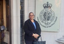 Lawyer vows to fight on for greater independence for Cayman Kattina Anglin outside the Privy Council earlier this year. - Photo: Supplied