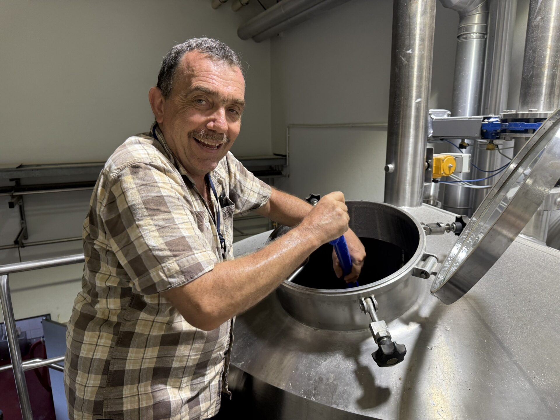 Stirring the mash tun Stirring the mash tun