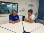 New high school features aggression detectors and phone ban CF High School's deputy head teacher James Hickey and director Nicola Sowerby sit in one of the new school classrooms. The school will open its doors on 8 Sept. - Photos: Norma Connolly