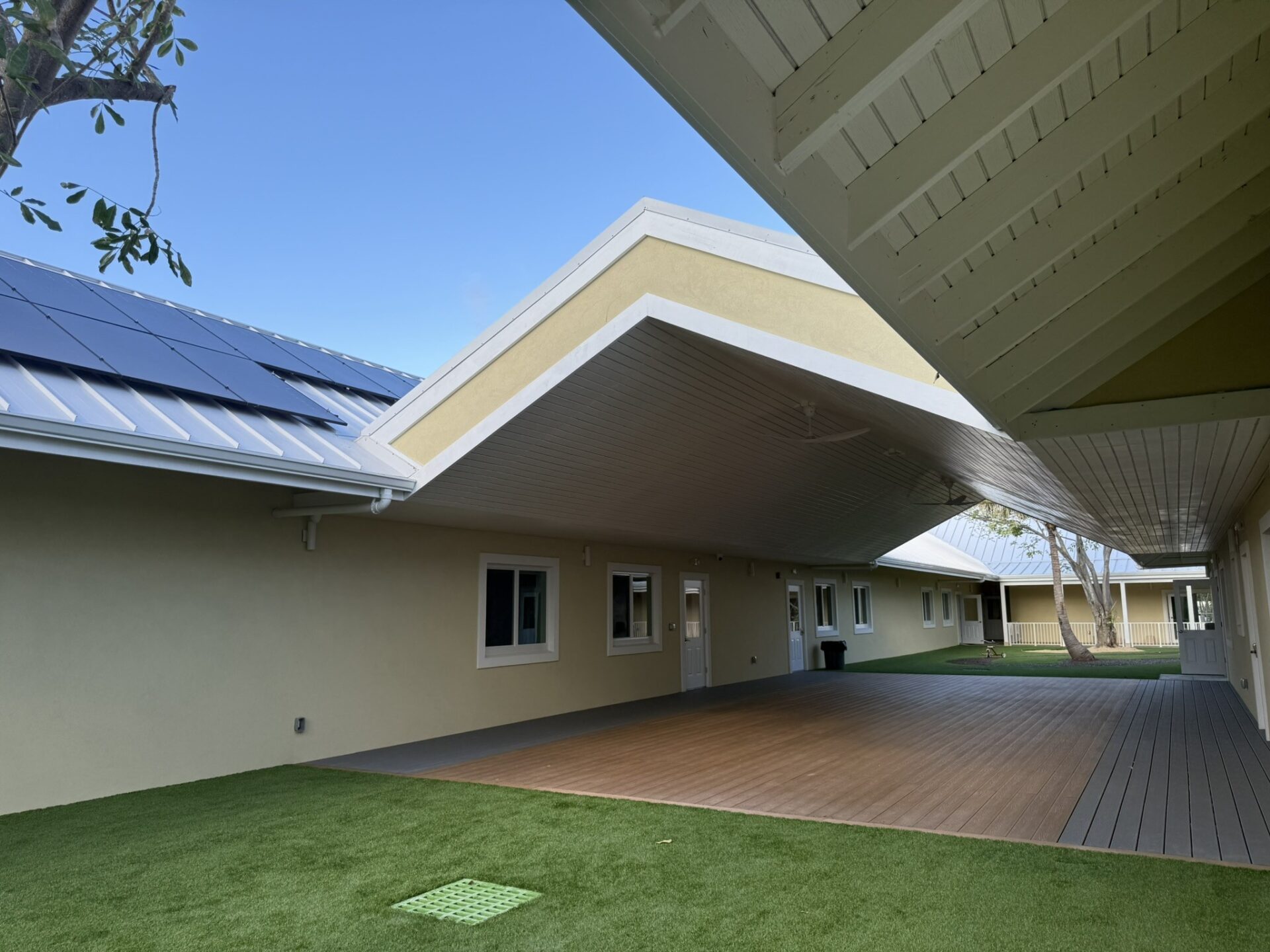 A shaded area will be used for outdoor dining as well as recreation at the playschoo
