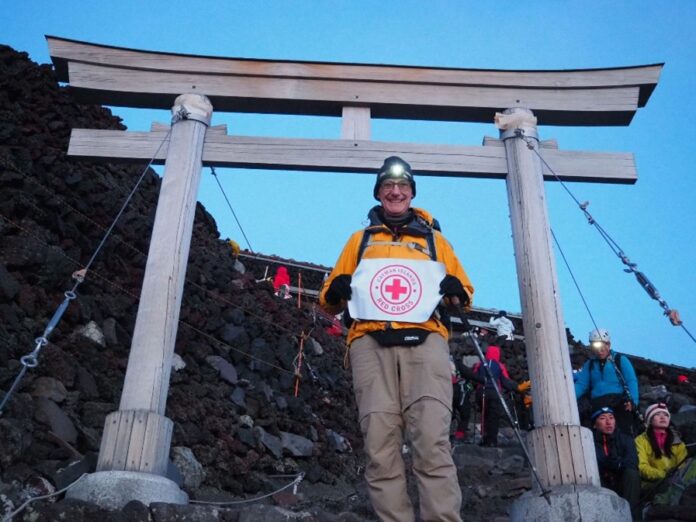 Martyn Bould at the top of Mount Fuji in Japan