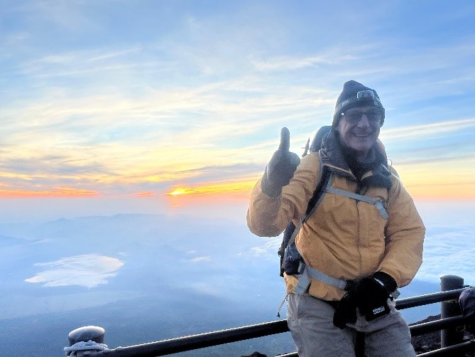 Bould reached the top of Mount Fuji at sunrise