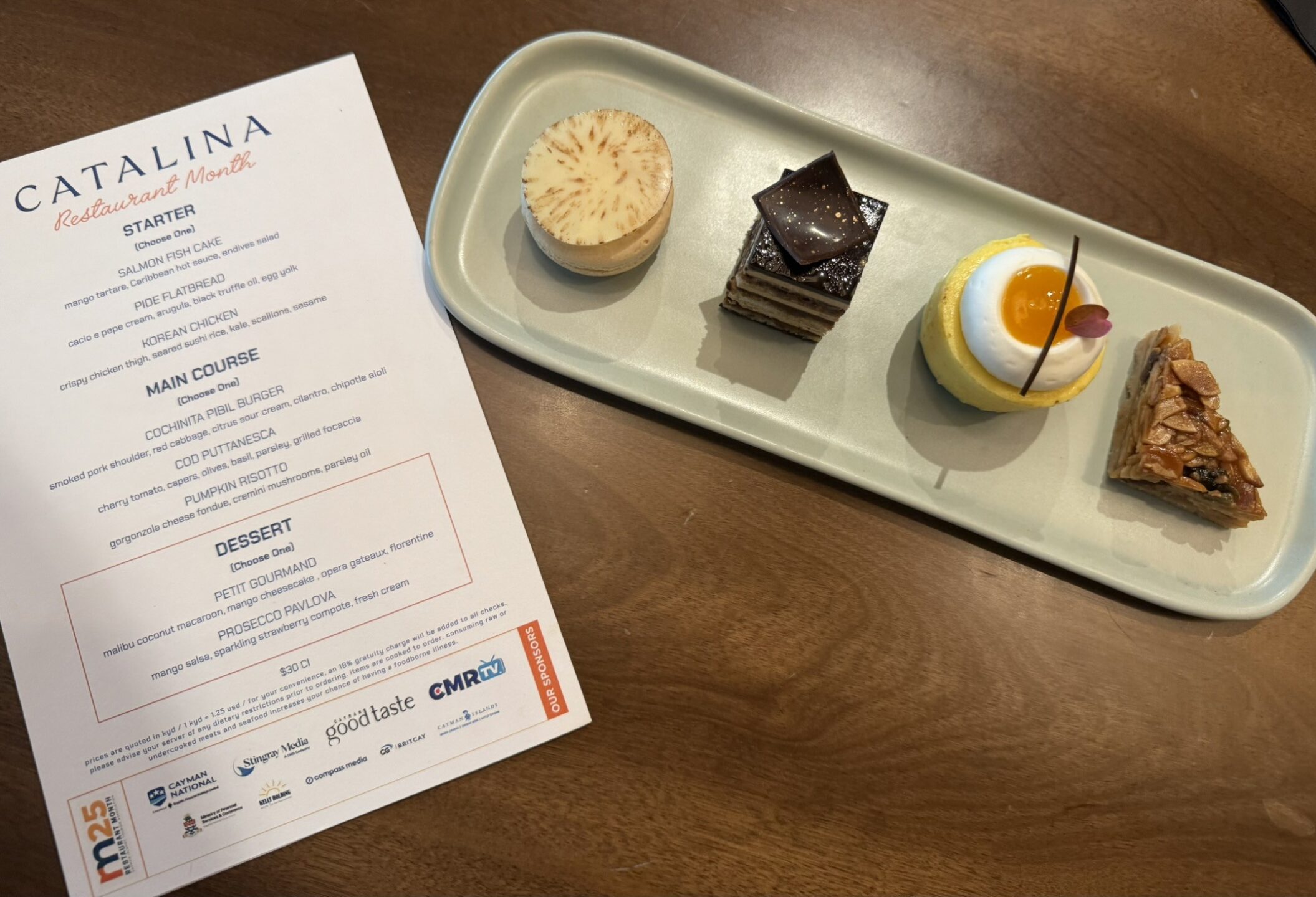 The 'Petit Gourmand' selection of desserts from Catalina's Restaurant Month lunch menu