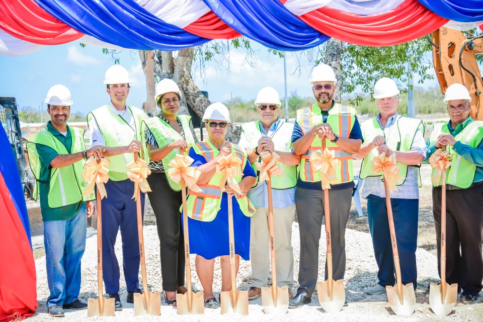 Premier Juliana O’Connor-Connolly, centre, at the groundbreaking of the accommodation block for construction workers in May 2024