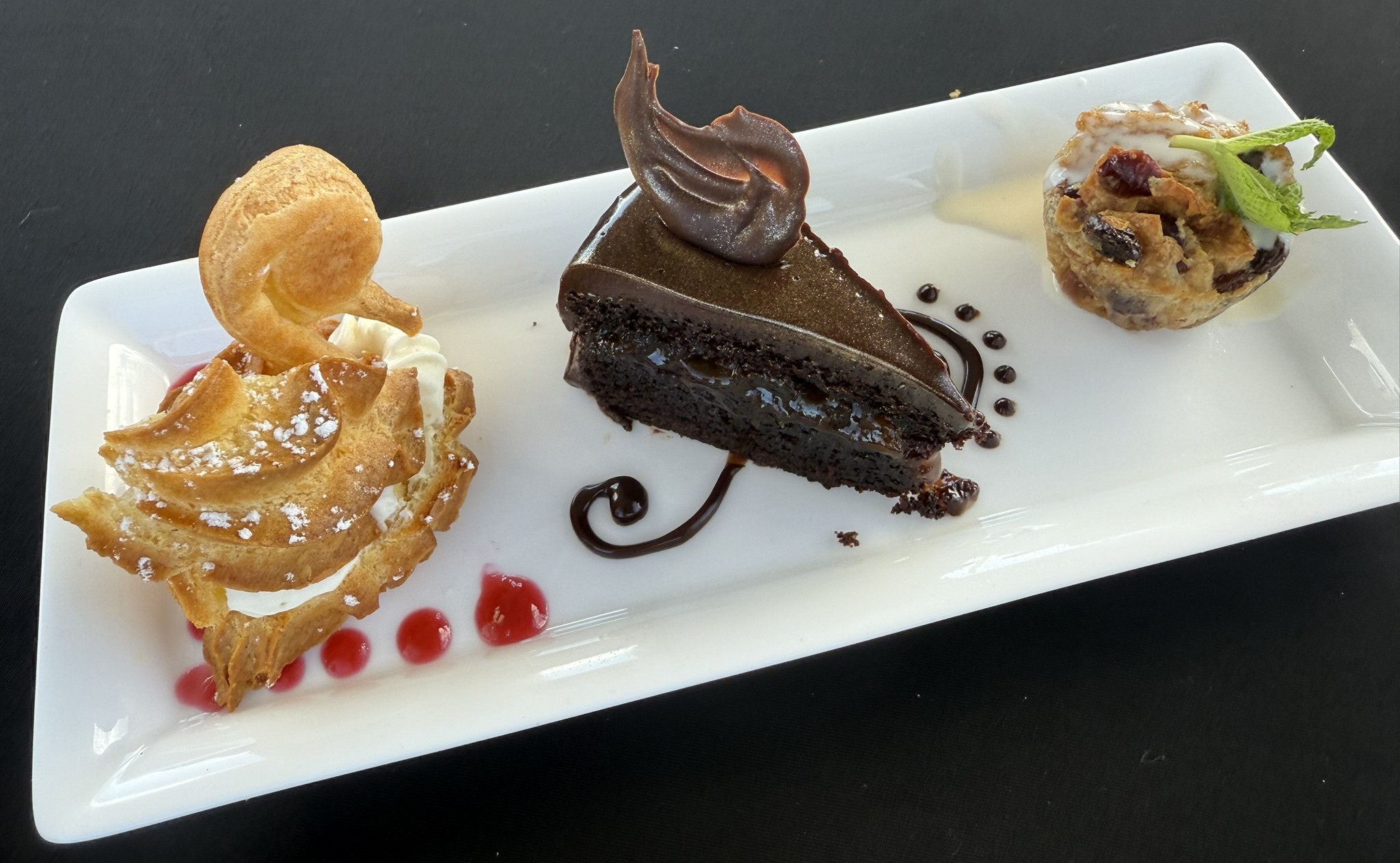 The trio of desserts from the restaurant at Cayman Brac Beach Resort The trio of desserts from the restaurant at Cayman Brac Beach Resort