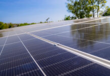 Six-mile solar canopy could help supply Cayman’s energy needs Close up view of solar panels