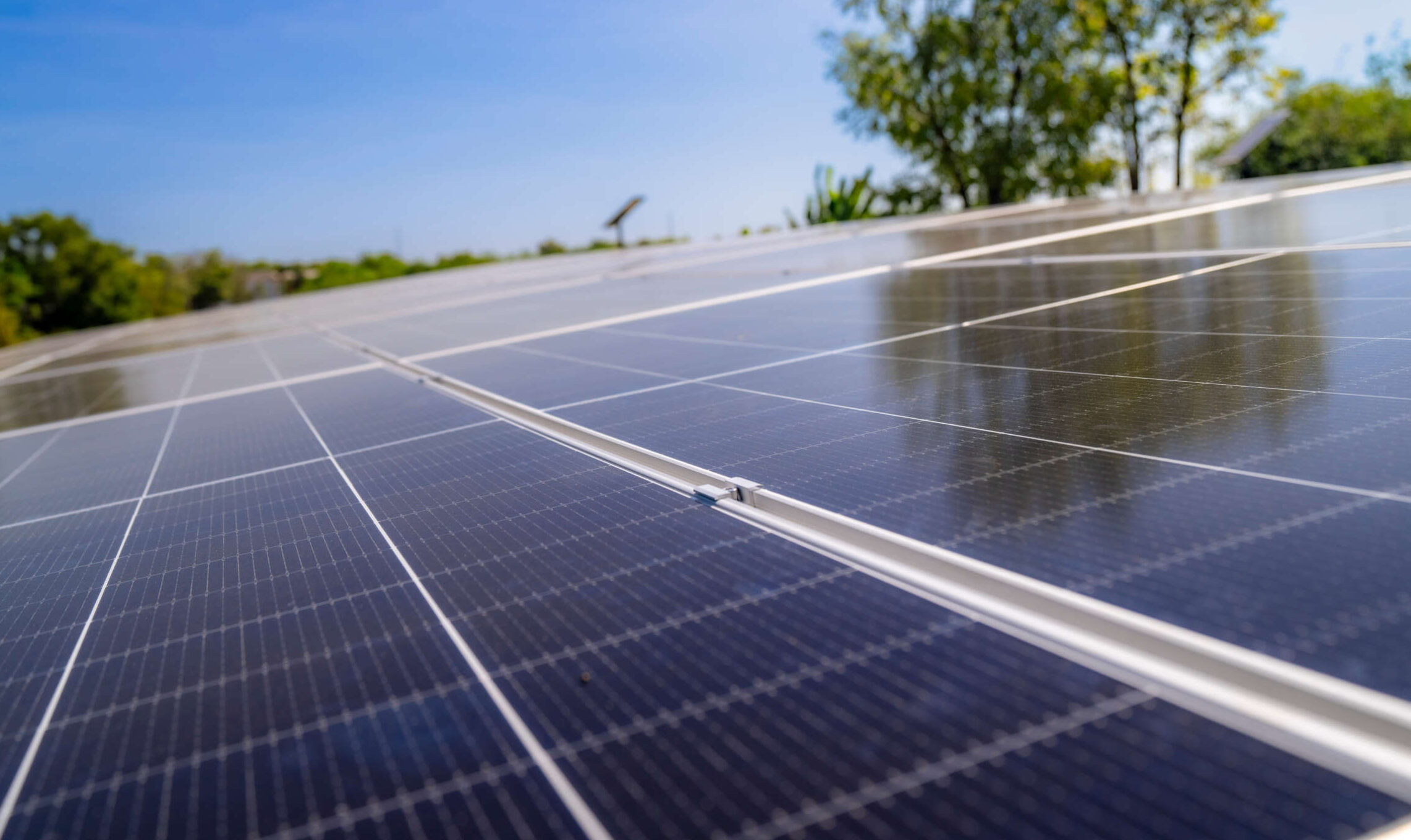 Close up view of solar panels Close up view of solar panels