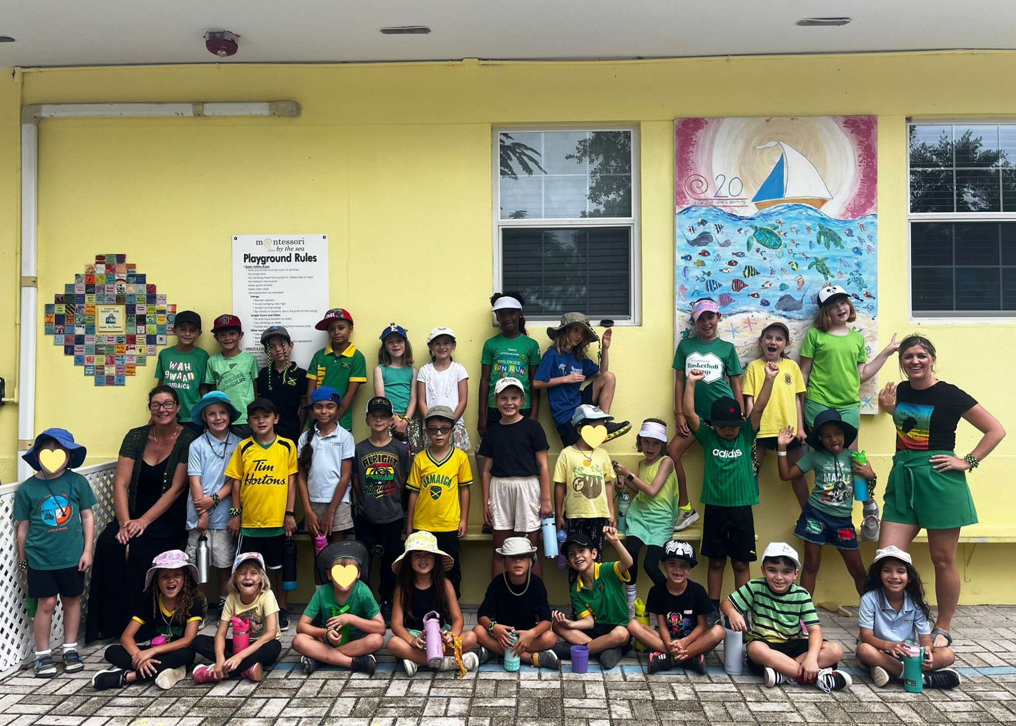 Lower Elementary students at Montessori By The Sea school showing their support for Jamaica. - Photo: Montessori By The Sea