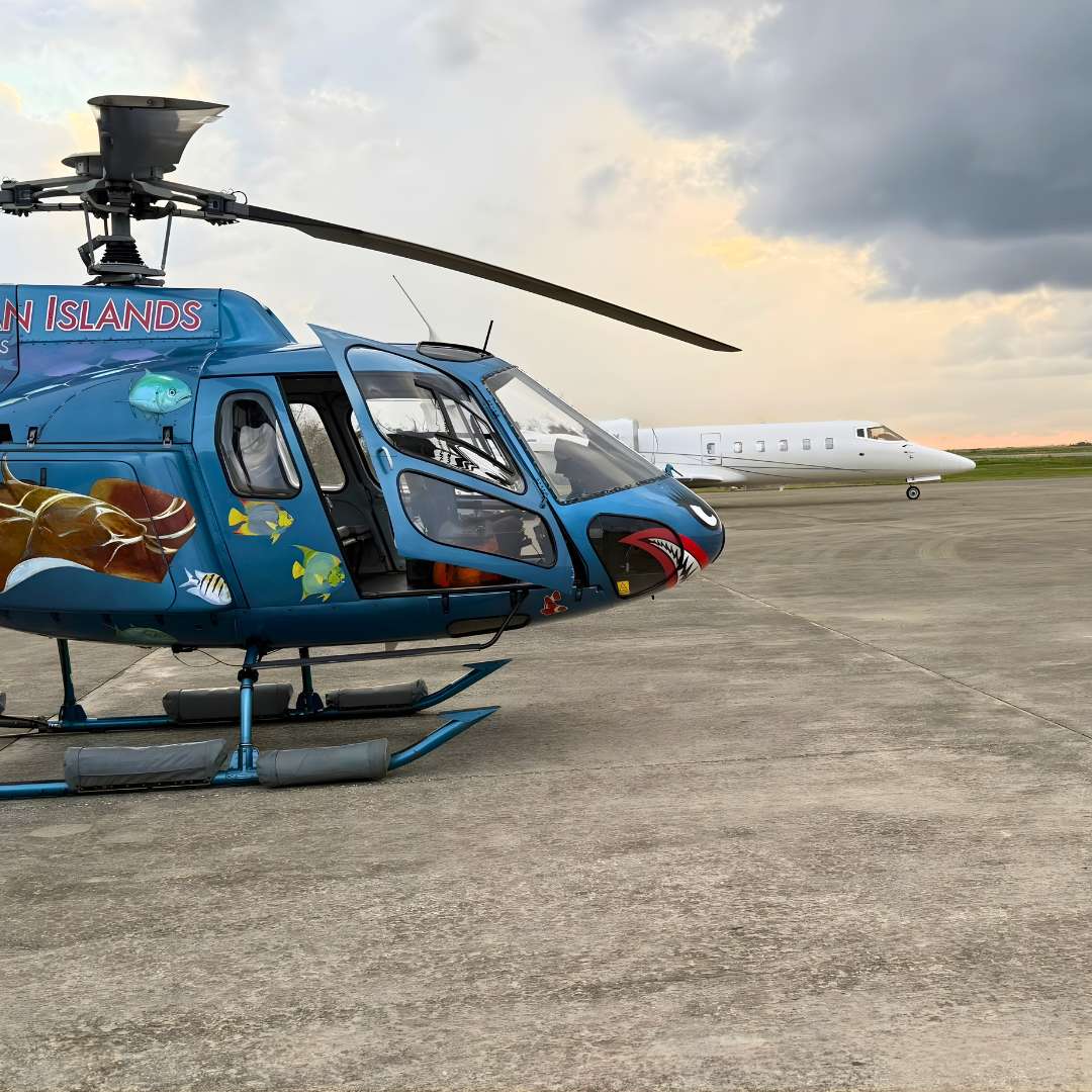 Cayman Islands Helicopters and Cayman Private Aviation's Learjet