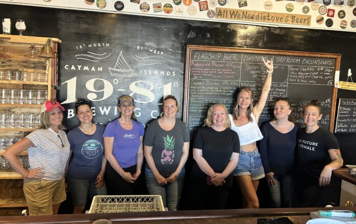 Celebrating after a weekend of hard work creating a brand-new beer, Goddess