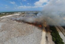Landfill fire still burning as crews tackle blaze George Town landfill