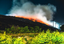 Four firefighters left at landfill blaze site