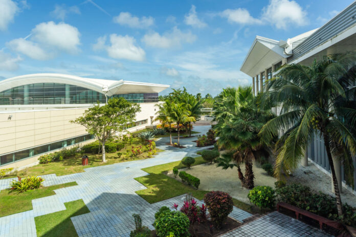 Lynden Pindling International Airport building in Nassau, Bahamas