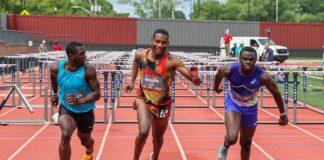 Rasheem Brown runs to new 110m hurdles national record